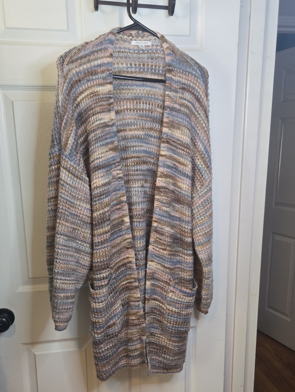 American Eagle Outfitters Multicolor Striped Open-Front Cardigan